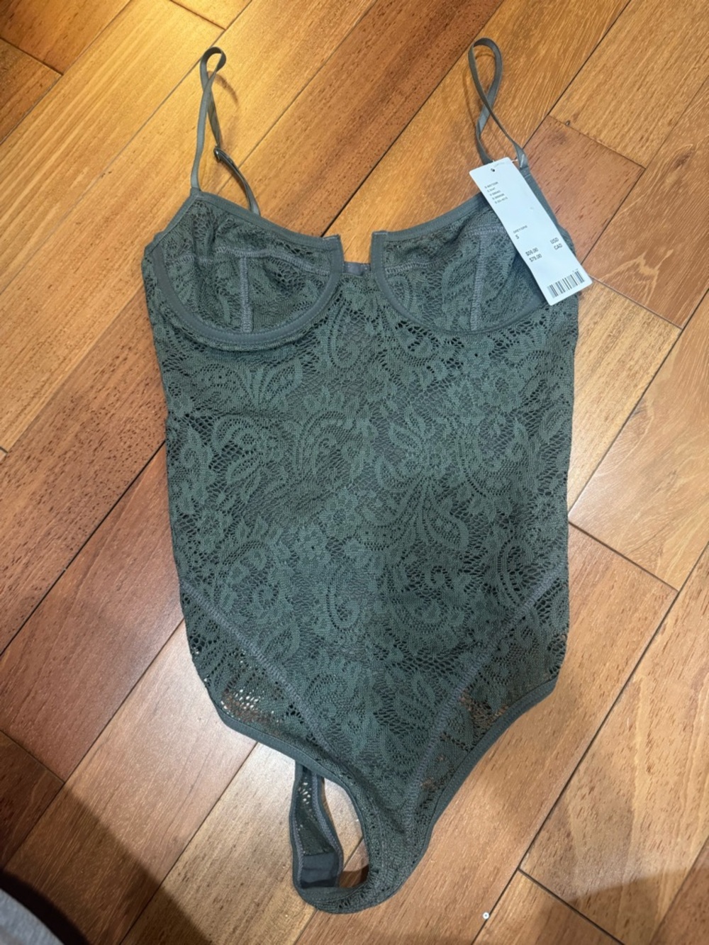 Urban Outfitters Dark Green Lace Bodysuit